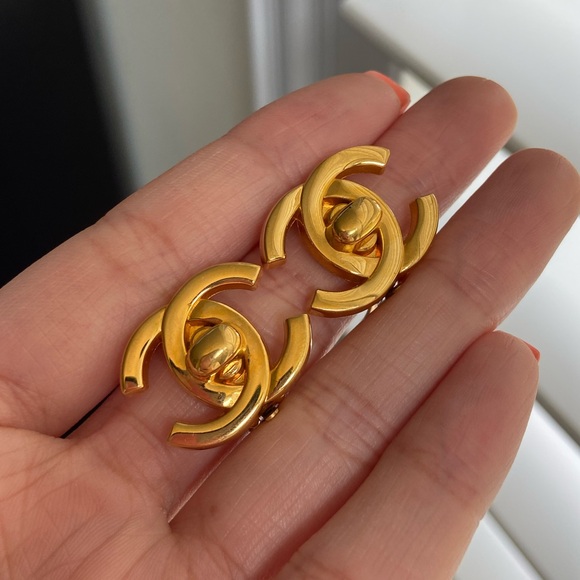 CHANEL Jewelry - Chanel CC Gold Turnlock Clip On